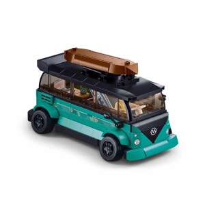 Set de construcție Sluban Model Bricks Surf Car, furgonetă turcoaz cu o placă de surf pe acoperiș - Jocuri de constructie - Lego