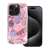 Rózsaszín TWINKI iPhone 16 Pro Max telefontok geometrikus márvány mintával