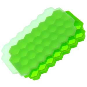 Zelená silikónová forma na ľadové kocky s vekom, vyrobí 37 šesťuholníkových ľadových kociek - Výroba koktailov