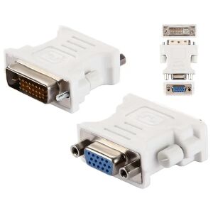 DVI (24+1) apa – VGA (15-tűs) anya aranyozott adapter, szürke 131444380 - VGA átalakító