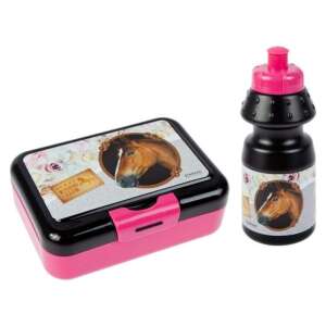 Starpak Pferde-Lunchbox und Wasserflaschen-Set, schwarz und rosa - Füttern