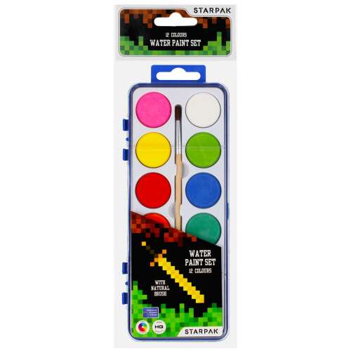 Starpak 12 color water paint set with natural brush