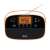 SAL RPR4LCD AM/FM radio with clock, orange and white, front view