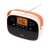 SAL RPR4LCD AM/FM Radio mit Uhr, orange und weiß, Vorderansicht