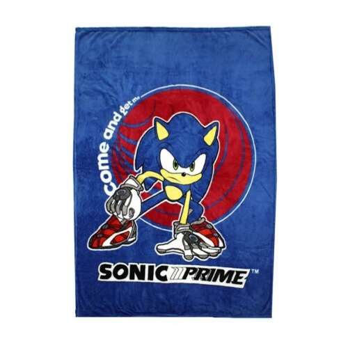 Sonic the Hedgehog Fleece-Decke, blau mit roten und weißen Details, mit Sonic in einer Laufpose, perfekt für Kinder