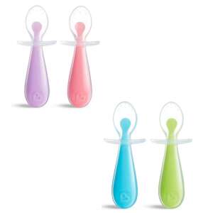 Munchkin Gentle Scoop szilikon baba kanál szett, 2 db, kék, zöld, rózsaszín, lila - Gyerek evőeszköz