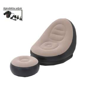 Rozložiteľná sedačka a taburetka, hnedá, s elektrickou pumpou - Kreslá