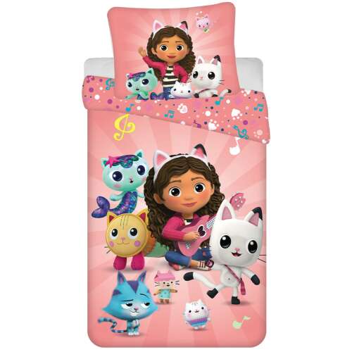 Gabi babaháza ágyneműhuzat Gabi és macskák mintával, 140x200cm paplanhuzat és 70x90cm párnahuzat