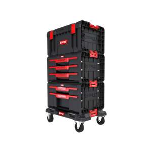 Qbrick System Pro Werkzeugwagen mit 2 Schubladen, 3 Schubladen und Oberkasten, Schwarz und Rot - Qbrick System