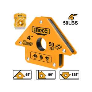 INGCO 4 hüvelykes 50 font mágneses hegesztési szög, 45, 90, 135 fokos szögek - INGCO