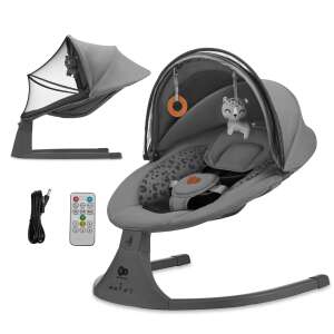 Kinderkraft Lumi 2 electric baby swing in dark grey with mosquito net and remote control - Kinderkraft