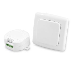 Commel Bezdrôtový nástenný vypínač - Biely, šikmý pohľad - Vypínače