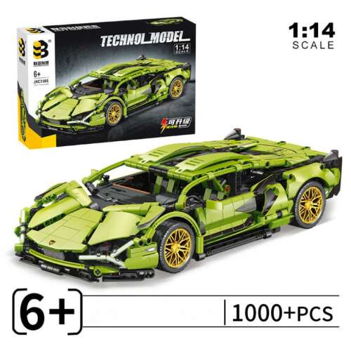 Technol Model zöld sportautó építőkészlet, 1000+ darab