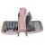Pink two-compartment pencil case with stationery, open view