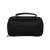 Black double pencil case with handle, closed, front view