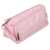 Pink pencil case with two mesh compartments, closed view