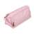 Pink pencil case with two mesh compartments, closed view