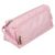 Pink zippered pencil case angled view