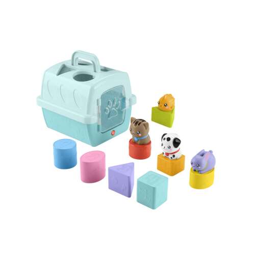 Fisher-Price Igračka za sortiranje oblika - Prijevoznik za kućne ljubimce, s 6 šarenih oblika i 4 slatkim figuricama životinja