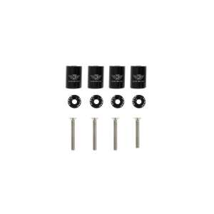 Set of 4 black hood lifters with screws and washers, 6mm, for cars with M6x1.0 hood bolts - Vehicle connectors and fitting