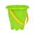 Zielone plastikowe wiaderko z żółtą rączką, część zestawu do piaskownicy