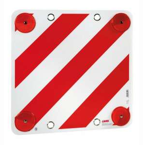 Red and white warning sign with reflective elements, 50x50cm, for protruding loads - Sign & Warning Label