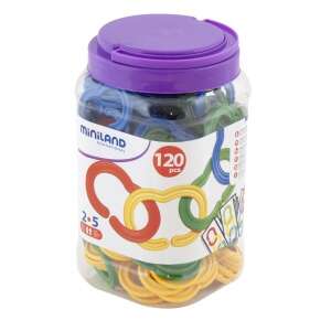 Miniland Educational 120 Stück Plastik-Links für Fähigkeiten, 120 bunte Plastik-Links in einem Glas für Vorschulkinder, um die Feinmotorik, das Sortieren, das Zählen und mehr zu entwickeln - Schaukelpferde, Schaukeltiere und Entwicklungsspiele für Kinder im Kindergartenalter