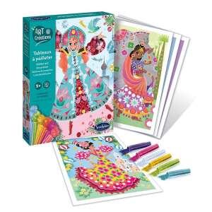 Art & Creations Csillogó festés készlet, 4 előre vágott minta, 6 csillogó tubus, készítsd el saját csillogó képedet - Kreatív játék