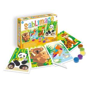 Sablimage sand art kit for kids, create 4 pictures with colored sand, includes 16 vials of sand, 4 pre-cut cardboard templates, and instructions - Sentosphere