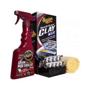 Meguiar's Smooth Surface Clay Kit, car detailing kit with clay bars, quick detailer and microfiber towel - Meguiars