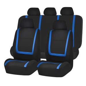 Huse universale pentru scaune auto, negre și albastre, set de 9 piese, model BLUE LINE - Huse pentru scaune auto