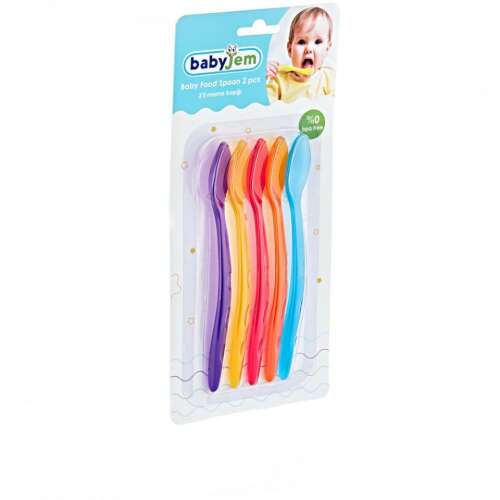 BabyJem Baby Food Spoons 5 pack, színes, BPA mentes, mosogatógépben mosható, csecsemőknek