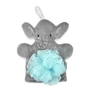 BabyJem Elephant Bath Glove, gray, 9x11 cm, soft, anti-bacterial, gentle on baby skin, fun bath time, ideal for newborns - Bath Sponge, Washcloth, Glove