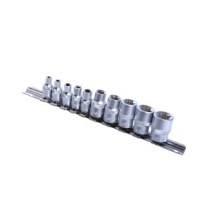 Topmaster 10-piece Torx Socket Set, 1/4"-3/8" drive, chrome vanadium steel - Tool