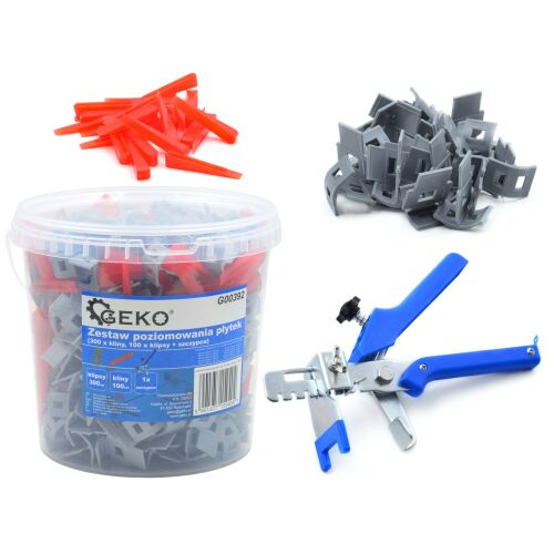 GEKO G00392 Tile Leveling Kit with Pliers, Wedges and Clips