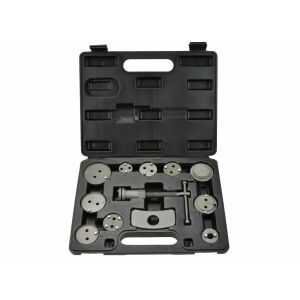 GEKO brake piston rewind tool set with 12 adapters in case, open view - Tool Set