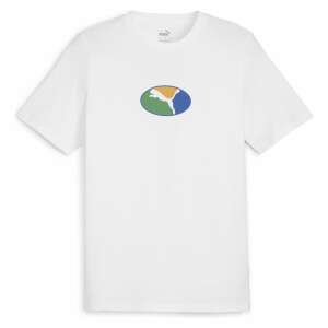 Puma graphic print t-shirt for men, white with colorful logo - Puma
