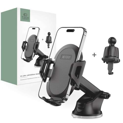 Tech-Protect V5 Universal Car Mount, Dashboard, Windshield, Vent, Black