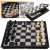 Chess and checkers travel set, magnetic pieces, 2 in 1, black and white, folding board