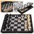 2-in-1 Magnetic Chess and Checkers Travel Game set open with pieces