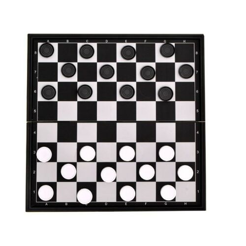 2-in-1 Magnetic Chess and Checkers Travel Game set checkers board view