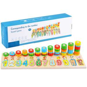 Wooden number puzzle with stacking rings and animal pictures, educational toy for preschoolers - Nonbrand Developmental Toy for Preschooler