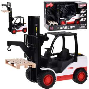 Toystar Forklift toy with pallet, white and red, with sound and light effects - Work machine for children