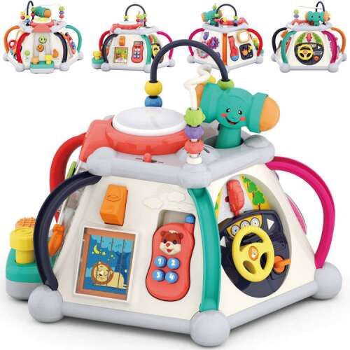 Hola Interaktiver Lernspielwürfel #3909, mehrseitiges Spielzeug mit Lichtern, Geräuschen und Aktivitäten für Babys und Kleinkinder