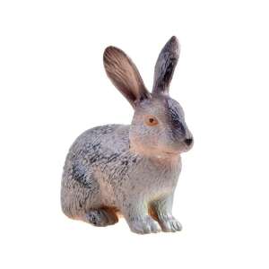 Grey rabbit figurine, 4.5cm, realistic detail, plastic, for play or decoration - Figure