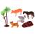Farm playset animal figures: cow, horse, goose, cat, and palm tree