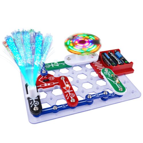 Electronic Blocks Educational Toy with Spinning LED Light and Fiber Optic Display