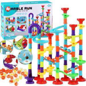Marble Run Game - 113 Colorful Pieces - Creative Building Toy Set with Box - Ball field