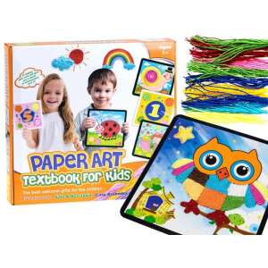 Paper art textbook for kids, creative craft set with colorful paper strings and pre-printed pictures, includes owl, snail, ladybug, fish, dinosaur, girl in bath, bear, and more, ages 3+ - Nonbrand Creative Toy