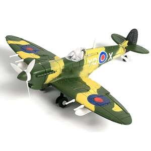 Supermarine Spitfire 1:48 scale fighter plane model, assembled, green and yellow camouflage - Model, mock-up